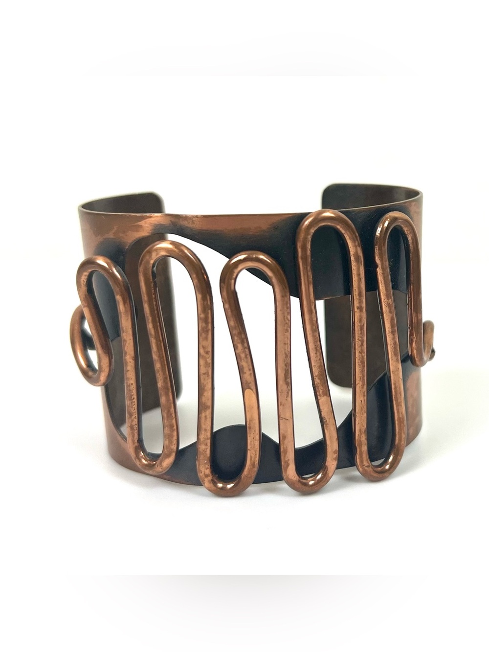 Vintage MCM Modernist Signed Copper Cuff